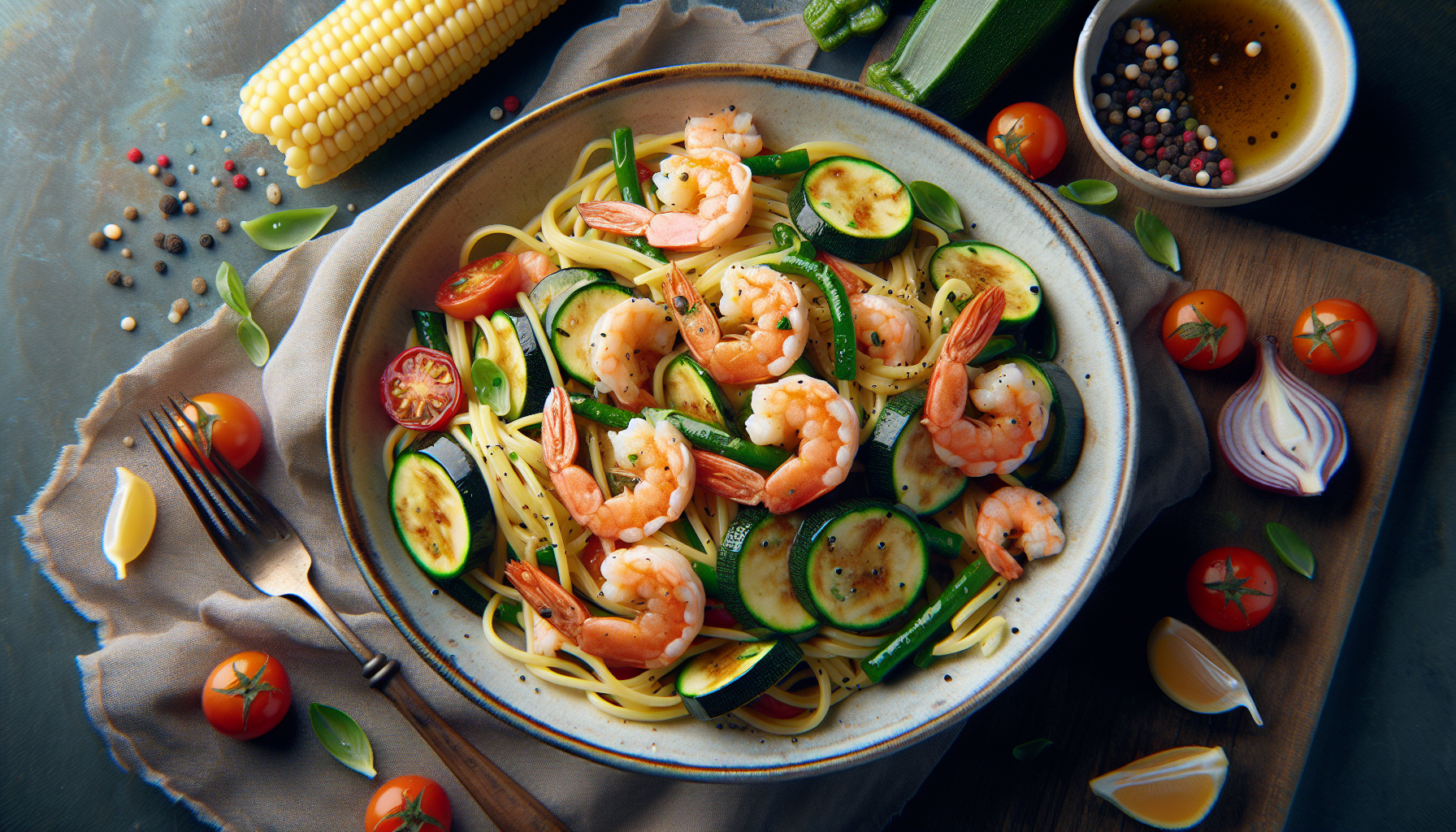 pasta con gamberetti e zucchini